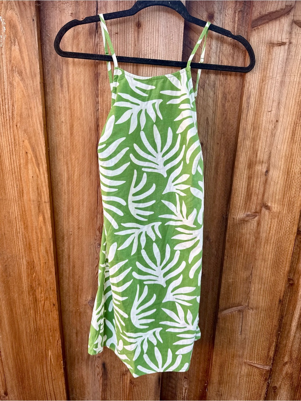 a new day Green and White Tropical Print Sundress